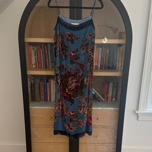 BHLDN Blue Floral Midi Dress